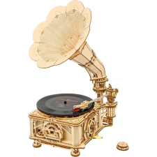 Robotime játék - 3D fa mechanikus kirakós Gramofon (elektromos hajtás) (LKB01D) puzzle, kirakós