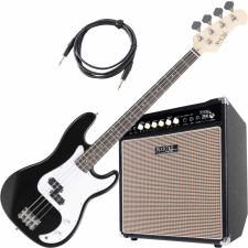 Rocktile Puncher elektromos basszusgitár Fekete Lemmy szett gitár és basszusgitár