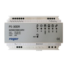 Roger PS-30DR 35 mm-es DIN sínre szerelhető kapcsolóüzemű tápegység, bemenet 230 Vac/50 Hz, 42 W biztonságtechnikai eszköz