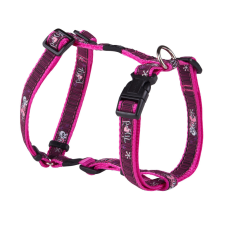 ROGZ FANCY DRESS H-Hám XL Rózsaszín csontmintás nyakörv, póráz, hám kutyáknak