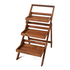  Rojaplast fenyőfából készült lépcsős, háromszintes virágtartó állvány - barna kerti tárolás