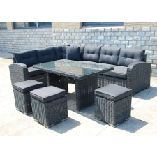 Rojaplast MONTREAL exkluzív polyrattan bútor garnitúra - antracit/szürke () kerti bútor