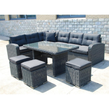 Rojaplast Montreal exkluzív polyrattan bútor garnitúra - antracit/szürke kerti bútor