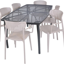 Rojaplast ZWMT-24 kerti asztal 1 + 6 kerti szék szett, AIRE ARMCHAIR kerti bútor