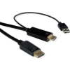 ROLINE HDMI / Kijelző csatlakozó / USB Csatlakozókábel DisplayPort dugó, HDMI-A dugó, USB-A dugó 3.00 m Fekete 11.04.5993 Árnyékolt HDMI kábel (11.04.5993)