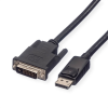 ROLINE kábel displayport - dvi (24+1), lsoh, m/m, fekete, 2m 11.04.5772-20