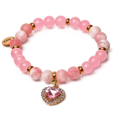 Romance in Pink – Jade ásvány karkötő Kristály Szív charmmal vagy anélkül, dobozban karkötő