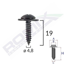 Romix Lemezcsavar 4,8x19 Fekete Romix autóalkatrész