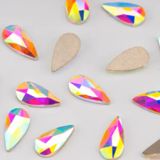 Roniki csiszolt formakő - glass AB - 10db körömdíszítő