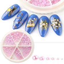 Roniki félgyöngy - lila - 1,5-5mm méretben körömdíszítő