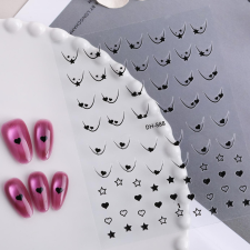 Roniki francia metál mosolyvonal matrica - öntapadó - fekete körömdíszítő