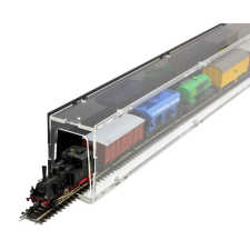 ROSA Modellvasút vitrin, polc bemutató szekrény átlátszó akril vitrin szegmens, 75 cm N átlátszó hátlap vasútmodell tereptárgy