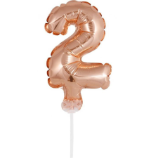 Rose Gold 2-es szám fólia lufi tortára 13 cm party kellék