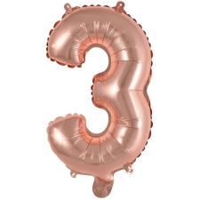  Rose Gold 3-as szám fólia lufi 45 cm party kellék