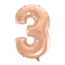 Rose Gold 3-as szám fólia lufi 92 cm party kellék