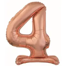  Rose Gold 4-es szám fólia lufi talppal 74 cm party kellék