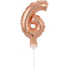 Rose Gold 6-os szám fólia lufi tortára 13 cm party kellék
