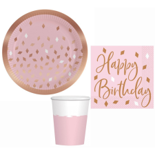 Rose Gold Birthday party szett 32 db-os 23 cm-es tányérral party kellék
