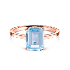  Rose Gold Rectangle Blue Topaz Elegance ezüst gyűrű 7 gyűrű