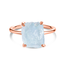  Rose Gold Simple Stone Aquamarine ezüst gyűrű 8 gyűrű