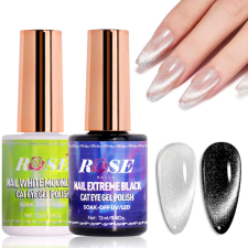 RoseNails Fehér-Fekete mágneses gél lakk szett 2x12ml lakk zselé