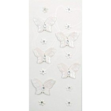 Rössler Papier GmbH and Co. KG Rössler  Matrica  kézzelkészített  fehér pillangó  köves virágokkal matrica