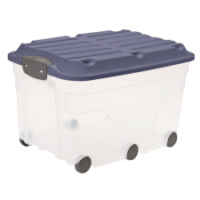 Rotho Box Roller műanyag tároló doboz 57 liter átlátszó-kék (1766606211) (Rotho1766606211) bútor