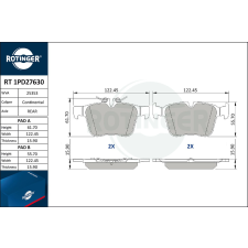 Rotinger fékbetétkészlet, tárcsafék ROTINGER RT 1PD27630 autóalkatrész