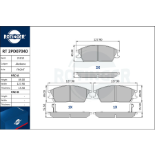 Rotinger fékbetétkészlet, tárcsafék ROTINGER RT 2PD07040 autóalkatrész