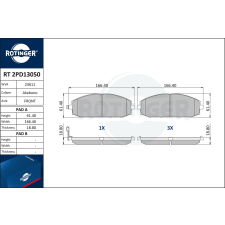 Rotinger fékbetétkészlet, tárcsafék ROTINGER RT 2PD13050 autóalkatrész