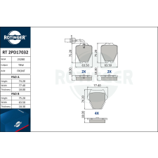 Rotinger fékbetétkészlet, tárcsafék ROTINGER RT 2PD17032 autóalkatrész