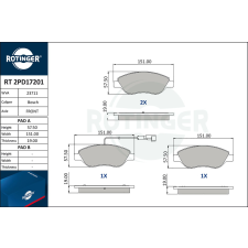 Rotinger fékbetétkészlet, tárcsafék ROTINGER RT 2PD17201 autóalkatrész