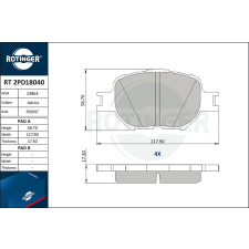 Rotinger fékbetétkészlet, tárcsafék ROTINGER RT 2PD18040 autóalkatrész