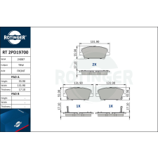 Rotinger fékbetétkészlet, tárcsafék ROTINGER RT 2PD19700 autóalkatrész