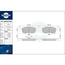 Rotinger fékbetétkészlet, tárcsafék ROTINGER RT 2PD22740 autóalkatrész
