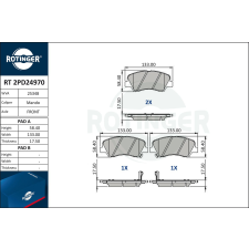 Rotinger fékbetétkészlet, tárcsafék ROTINGER RT 2PD24970 autóalkatrész