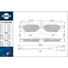 Rotinger fékbetétkészlet, tárcsafék ROTINGER RT 2PD27042 autóalkatrész