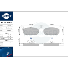 Rotinger fékbetétkészlet, tárcsafék ROTINGER RT 2PD32870 autóalkatrész