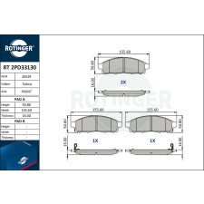 Rotinger fékbetétkészlet, tárcsafék ROTINGER RT 2PD33130 autóalkatrész