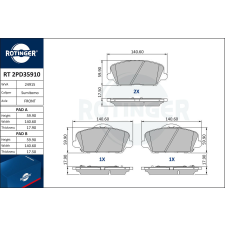 Rotinger fékbetétkészlet, tárcsafék ROTINGER RT 2PD35910 autóalkatrész