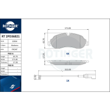Rotinger fékbetétkészlet, tárcsafék ROTINGER RT 2PD36821 autóalkatrész