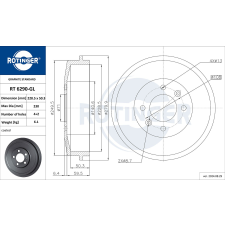 Rotinger fékdob ROTINGER RT 6290-GL autóalkatrész