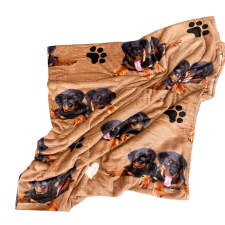  Rottweiler mintás pléd, 200 x 230 cm, barna szállítóbox, fekhely kutyáknak