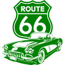  Route 66 autos matrica 46cm x 40cm zöld autó dekoráció