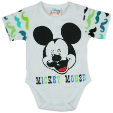 Rövid ujjú baba body bajszos Mickey egér mintával fehér kombidressz, body