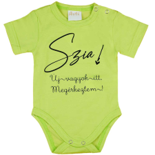  Rövid ujjú feliratos baba body zöld kombidressz, body