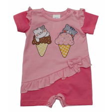  Rövid ujjú kislány baba napozó Cicás mintával rugdalózó