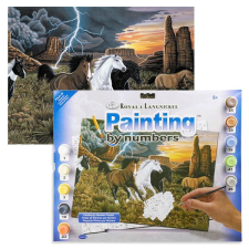 Royal & Langnickel Számozott kifestő készlet, akrilfesték+ecset, 29x39 cm - Futó lovak akrilfesték