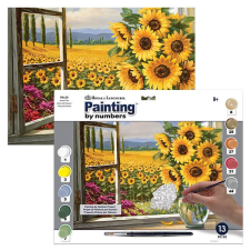 Royal & Langnickel Számozott kifestő készlet, akrilfesték+ecset, 29x39 cm - Napraforgók akrilfesték