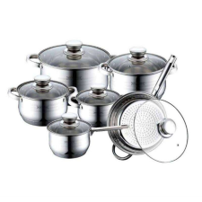 Royalty Line 12 részes rozsdamentes edénykészlet üveg fedőkkel edény